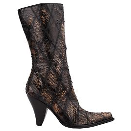 Autre Marque Sergio Amaranti Lederstiefel Braun Schlangenmuster