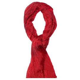 Autre Marque Cachecol de seda vermelho Collection Privée com franjas e cristais