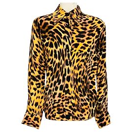 Stella Mc Cartney Blusa de seda Stella McCartney com estampa de leopardo Tan / Black