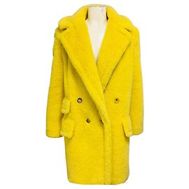 Max Mara Sfilata Yellow Alpaca and Wool Teddy Coat