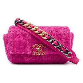 Chanel 19 Gürteltasche aus rosa Tweed