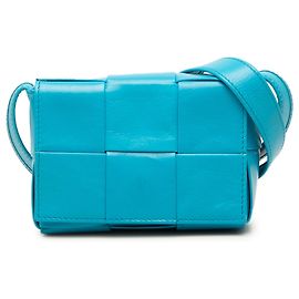 Bandolera Bottega Veneta Candy Paper de piel de becerro Intrecciato Cassette Azul