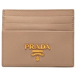 Porta-cartões Prada Saffiano Castanho