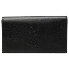 Autre Marque Clutch Saint Laurent Belle De Jour Large in pelle di vitello monogrammata nera