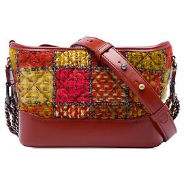 Bolsa Tiracolo Gabrielle Small em tweed e pele de cordeiro vermelha Chanel