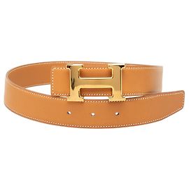 Cintura reversibile Hermès Constance H in pelle Box Calf marrone