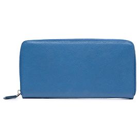 Cartera Organizadora de Viaje Prada Saffiano Azul con Cierre de Cremallera Carteras Largas