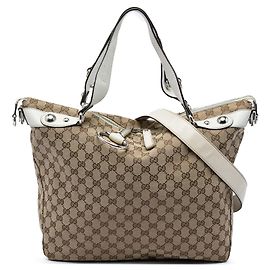 Bolsa Satchel Gucci GG Canvas Icon Bit Branca