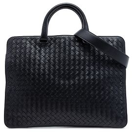 Mala de Negócios Bottega Veneta em Nappa Intrecciato Preta