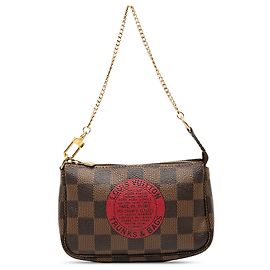Louis Vuitton Damier Ebene Trunks and Bags Mini Pochette Accessoires Castanho