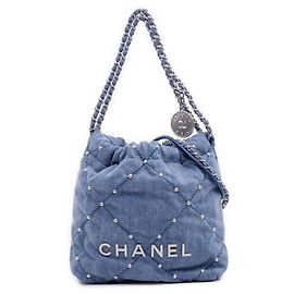 Borsa Chanel Mini Denim Studded 22 Blu