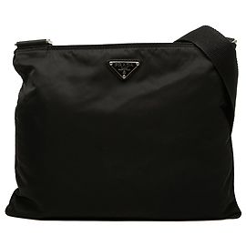 Black Prada Tessuto Zip Top Crossbody