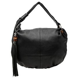 Bolso Hobo Gucci Medium de piel de becerro negro con Bamboo Jungle
