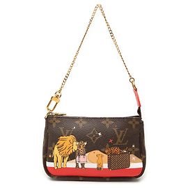 Mini Pochette Accessories Shoulder Bag Louis Vuitton Monogram Cats Christmas Animation Marrón