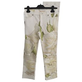 Pantalones Roberto Cavalli blancos estampado floral