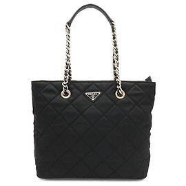 Prada Triangle Tote Bag with Chain Shoulder Strap