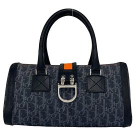 Bolsa de mão em couro e denim com padrão Flight Trotter Christian Dior
