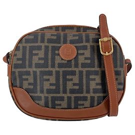Fendi Vintage braune kleine ovale Crossbody-Tasche aus Zucca Monogram Canvas