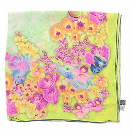 Versace Pink and Green Silk Scarf 90 cm