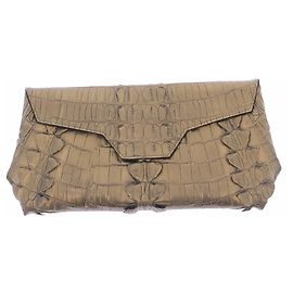 Autre Marque Bronze Leder-Clutch