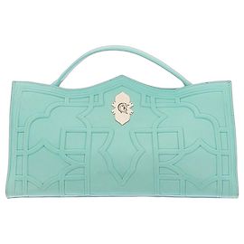 Autre Marque Pochette in pelle turchese