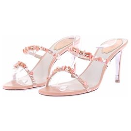 Rene Caovilla Korallenfarbene Ledersandalen