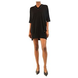 Chanel Robe tunique en maille fine AW09 noire - size S