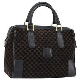 Céline CELINE Macadam Canvas Handtasche Wildleder Schwarz Gold