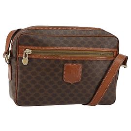 Céline CELINE Bolso de Hombro de Lona Macadam PVC Cuero Marrón Dorado