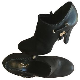 Gucci black leather ankle boots with platform and GG tassel detail - Size 37 IT