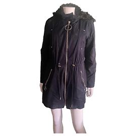 Claudie Pierlot Navy parka with faux fur lining