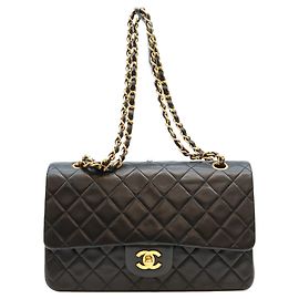 Bolso de hombro CHANEL A01112 25 de piel de cordero acolchada negra