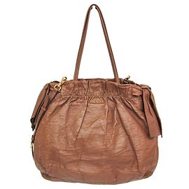 Prada Side Ribbon BR4230 Women's Nappa Leather Shoulder Tote Bag