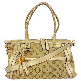 Gucci GG Canvas Bamboo Handtasche