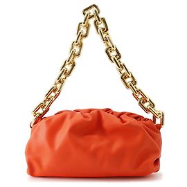 Bottega Veneta orangefarbene Leder-Schultertasche mit Kette