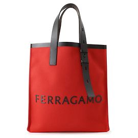 Borsa Tote Salvatore Ferragamo in tela e pelle nera