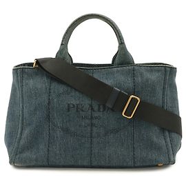 Prada Canapa Tote Bag in Denim Blue