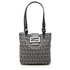 Borsa a tracolla Fendi in tela Zucchino grigia