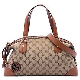 Gucci Beige GG Canvas Brick Lane Satchel