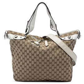 Gucci Beige GG Canvas Icon Bit Satchel Tasche