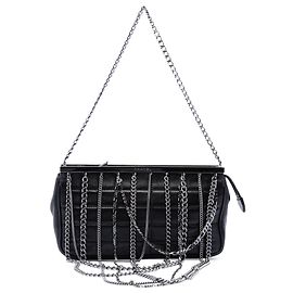 Bolso de mano con estructura Chanel Black Chocolate Bar en piel de cordero y multi-cadenas