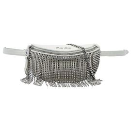 Bolso cinturón convertible Miu Miu de napa blanco con flecos de cristal
