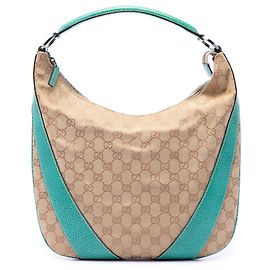 Borsa Hobo Gucci in tela GG beige