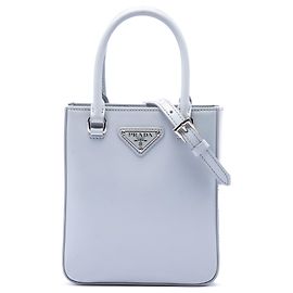 Prada Small Spazzolato Leather Satchel blau