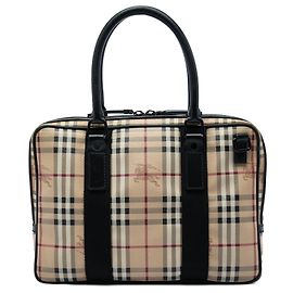 Borsa da lavoro Burberry Beige Haymarket Check in tela rivestita