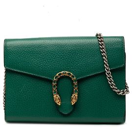 Portafoglio con catena Dionysus Gucci in pelle di vitello verde