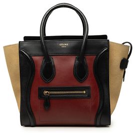 Céline Celine Red Micro Tricolor Calfskin and Suede Luggage Tote