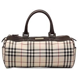 Bolso de mano cilíndrico Burberry Beige House Check Canvas