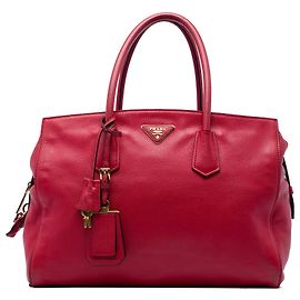 Bolso Tote Convertible Prada Red Vitello Daino con Cierre