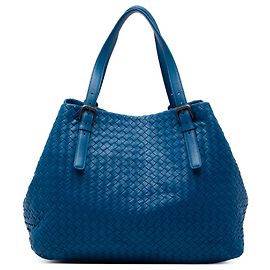 Bottega Veneta Tote Cesta Large in Nappa Intrecciato Blu